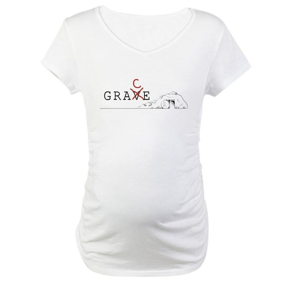 CafePress - Grace > Grave Maternity T Shirt - Cotton Maternity T-shirt, Cute & Funny Pregnancy Tee