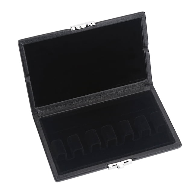 Wood PU Leather Bassoon Reeds Storage Case, Lightweight Durable Box with Soft Inner Pad, Buckle Closure, Holds 6 Reeds, for Bassoon Lovers