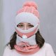 thumbnail image 2 of Gorro De Punto 3 En 1 Para Invierno, Conjunto De Bufanda Con Cubierta Para La Cara, Transpirable, A Prueba De Viento, Cálido, Forro Polar, Gorro Con Pompón Para Mujeres, Niñas, Ciclismo, Esquí sonducket AP008077-03, 2 of 6