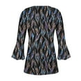 thumbnail image 5 of QATAINLAV 3/4 Length Sleeve Womens Tops Casual Button Up V Neck Tunic Shirts Fashion Leaf Print Ruched Flowy Blouses 2025 Vacation Beach Outfits Black XXL Today's Lightning Sales, 5 of 6