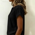 thumbnail image 6 of SSZMDLB Women V Neck T-Shirts Short Sleeve Solid Casual Basic Tee Beach Summer Tops Fashion Scoop Neck Comfy Vacation Outfits Workout Clothes, Black S, 6 of 8