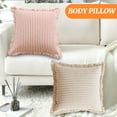 thumbnail image 5 of Throw Pillow Covers , 18x18" Linen Decorative Square Cushion Covers for Sofa Couch Bed, Textured Striped Farmhouse Pillows, Living Room Accent, 5 of 5