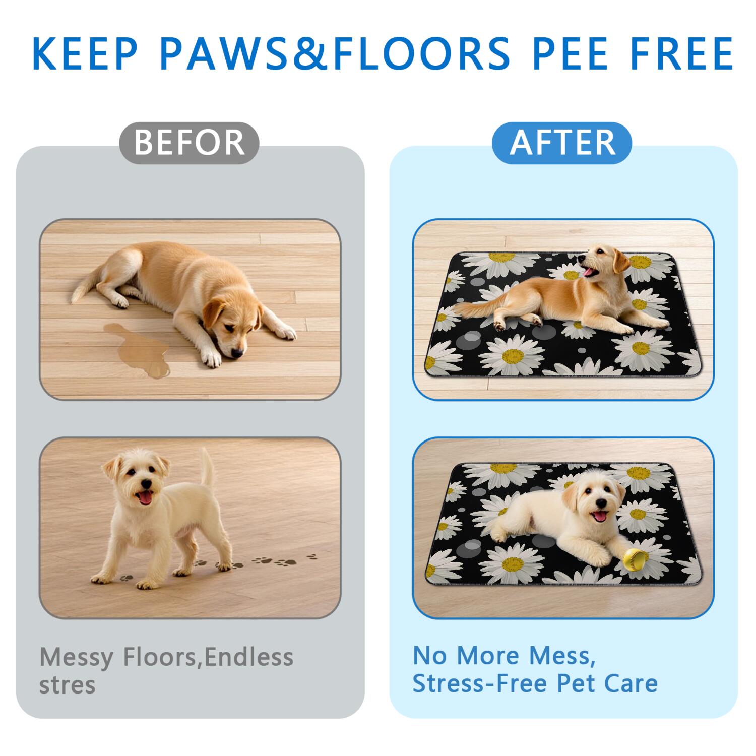 Washable Dog Relief Pads 24x35 Inch 2-Pack, Super Absorbent Reusable Pet Training Mats with Leak-Proof Lining for Protection of Furniture & Floors