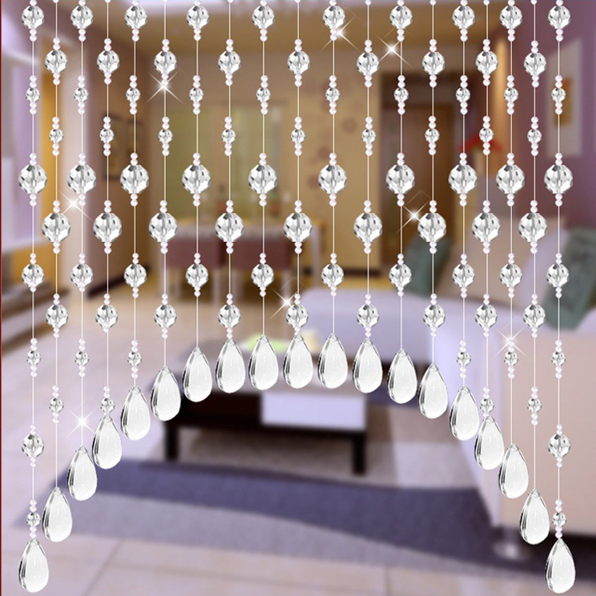 1M Glass Crystal Beads Curtain Window Door Curtain Passage Wedding Backdrop Pro