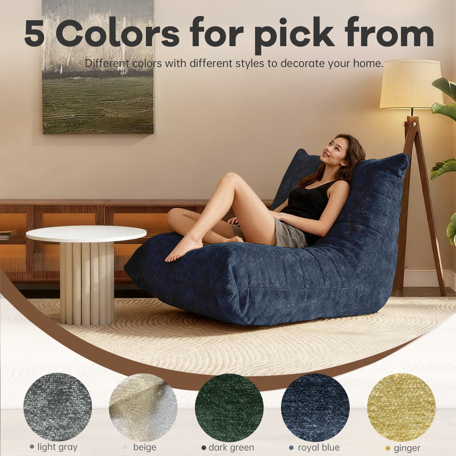 zyoiszvq Bean Bag Chairs with Filling, Memory Foam Lazy Bean Bag Sofa Chair