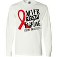 thumbnail image 3 of Inktastic Never Stop Fighting Stroke Awareness Red Ribbon Long Sleeve T-Shirt, 3 of 5