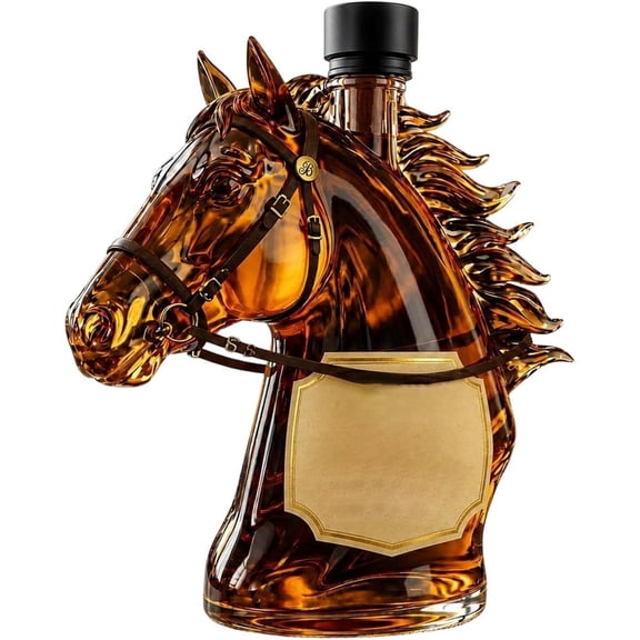 BPPEG 350Ml Whiskey Decanter - Horse Head Shape Whiskey and Wine Decanter for Men,Husbands & Bourbon Lovers,Personalized Clear Glass Animal Whiskey Bottle for Scotch Rum Tequila (Clear)