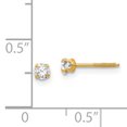 thumbnail image 3 of Boucles d'Oreilles Clous en Or Jaune 14k Pierre de Naissance d'Avril Simulée 3 mm Pierre Précieuse, 3 of 7