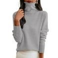 thumbnail image 5 of Cozy Sweaters For Women Turtleneck Long Sleeve Pullover Knitted Pullover Warm Tops Fall Winter Clothes Gray 2XL, 5 of 6