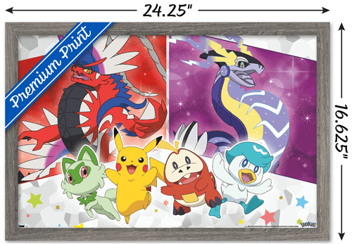 Pokémon - Group Sparkle Wall Poster, 14.725" x 22.375" Framed