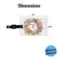 thumbnail image 3 of Letter T Initial Monogram Flowers Floral Faux Leather Travel Luggage Tag, 3 of 7