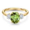 thumbnail image 3 of Gem Stone King 18K Yellow Gold Plated Silver Green Peridot and White Moissanite Engagement Ring for Women | 2.56 Cttw | Oval 9X7MM | Gemstone August Birthstone | Size 5, 3 of 7
