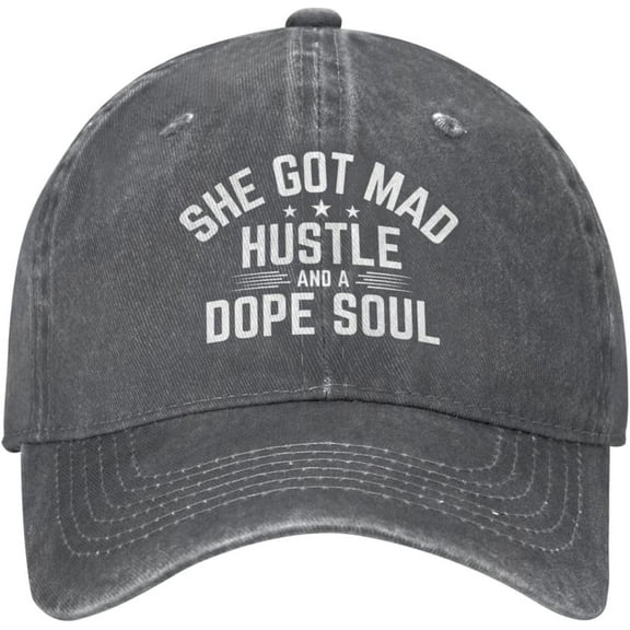 She Got Mad Hustle and A Dope Soul Hat for Men Women Trucker Hat Baseball Cap Funny Hat Gifts