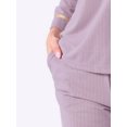 thumbnail image 5 of DARING DIVA Women's Cotton Ribbed Pullover V-neck Tops with Bottoms Pajama Sets 2XL Purple, 5 of 7