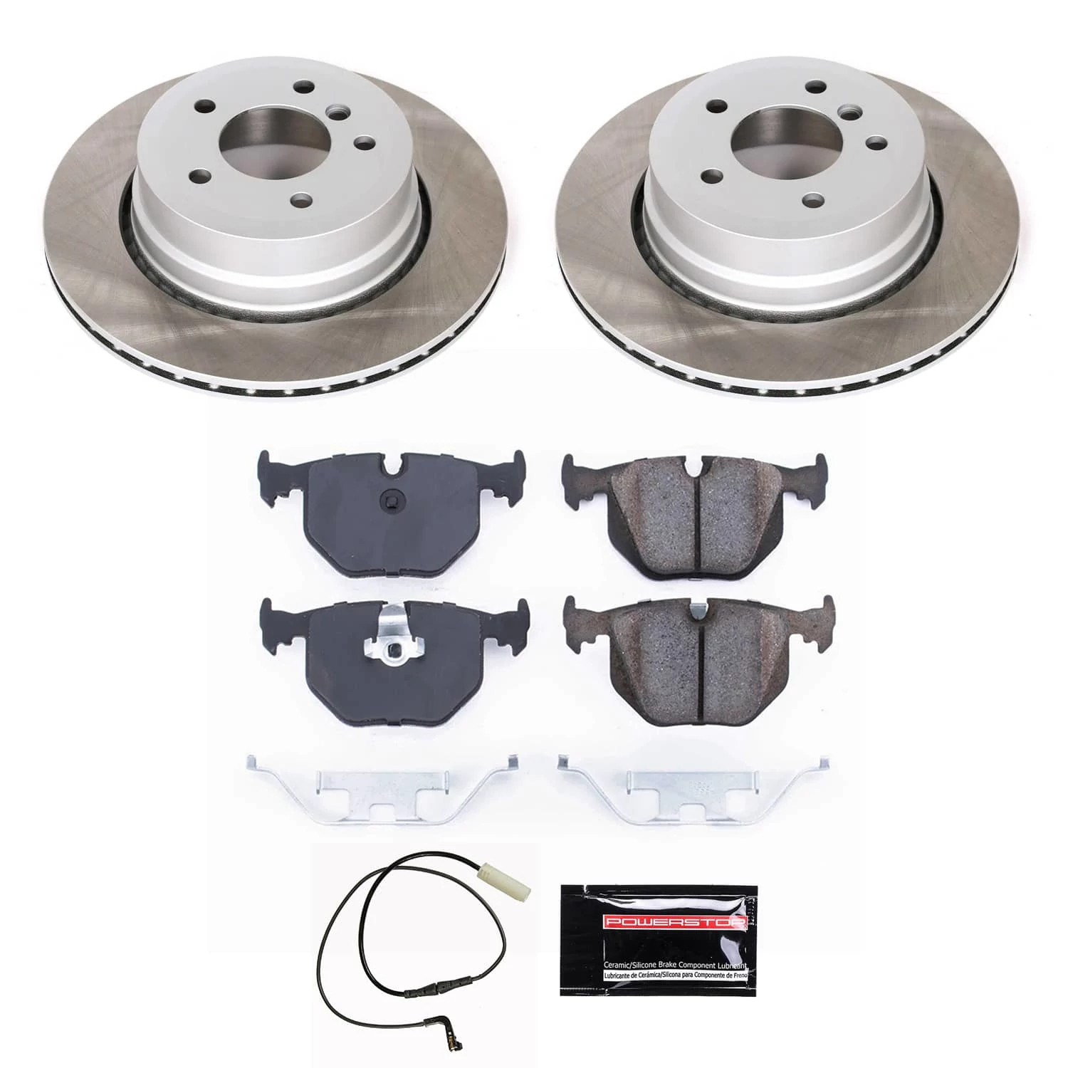 PowerStop Rear Semi-Coated Rotor and Low-Dust Ceramic Brake Pad Kit SC5492