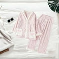 thumbnail image 4 of hotojiny Flannel Pajamas for Women Set Two Piece Sleepwear Winter Warm Fuzzy Button Down Shirt with Fleece Pants Loungewear, 4 of 5