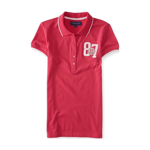 Aeropostale NY 87 Polo para mujer, rosa, pequeño Aeropostale Polo