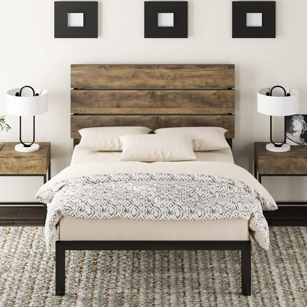 Wooden Headboard Metal Platform Bed, Wood Headboards For Full Size Bedroom