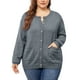 thumbnail image 1 of Suéter cárdigan de punto de cuello redondo con botones de manga larga para mujer de tallas grandes Agnes Orinda 4X gris, 1 of 6