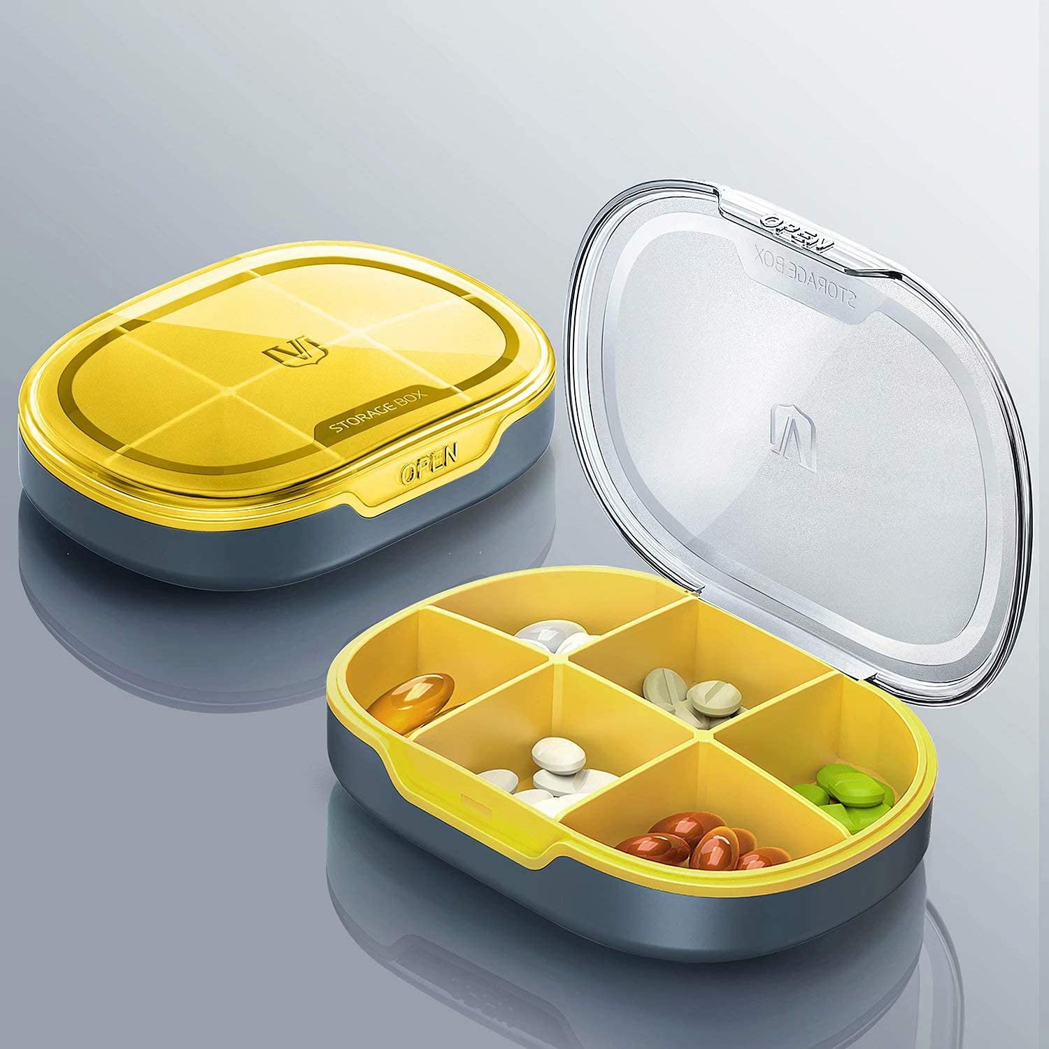 Pill Box, Small Travel Pill Case for Purse, Pocket Mini Daily Vitamin