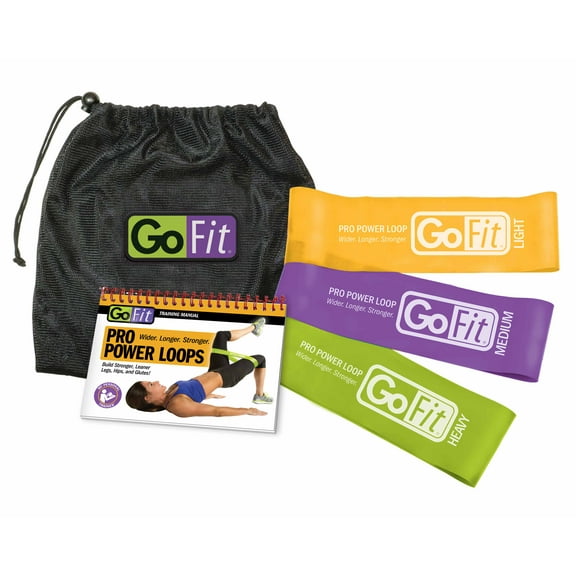 GoFit Pro Power Loops – Resistance Loop Bands for Exercise, Includes Training Manual and Carry Bag