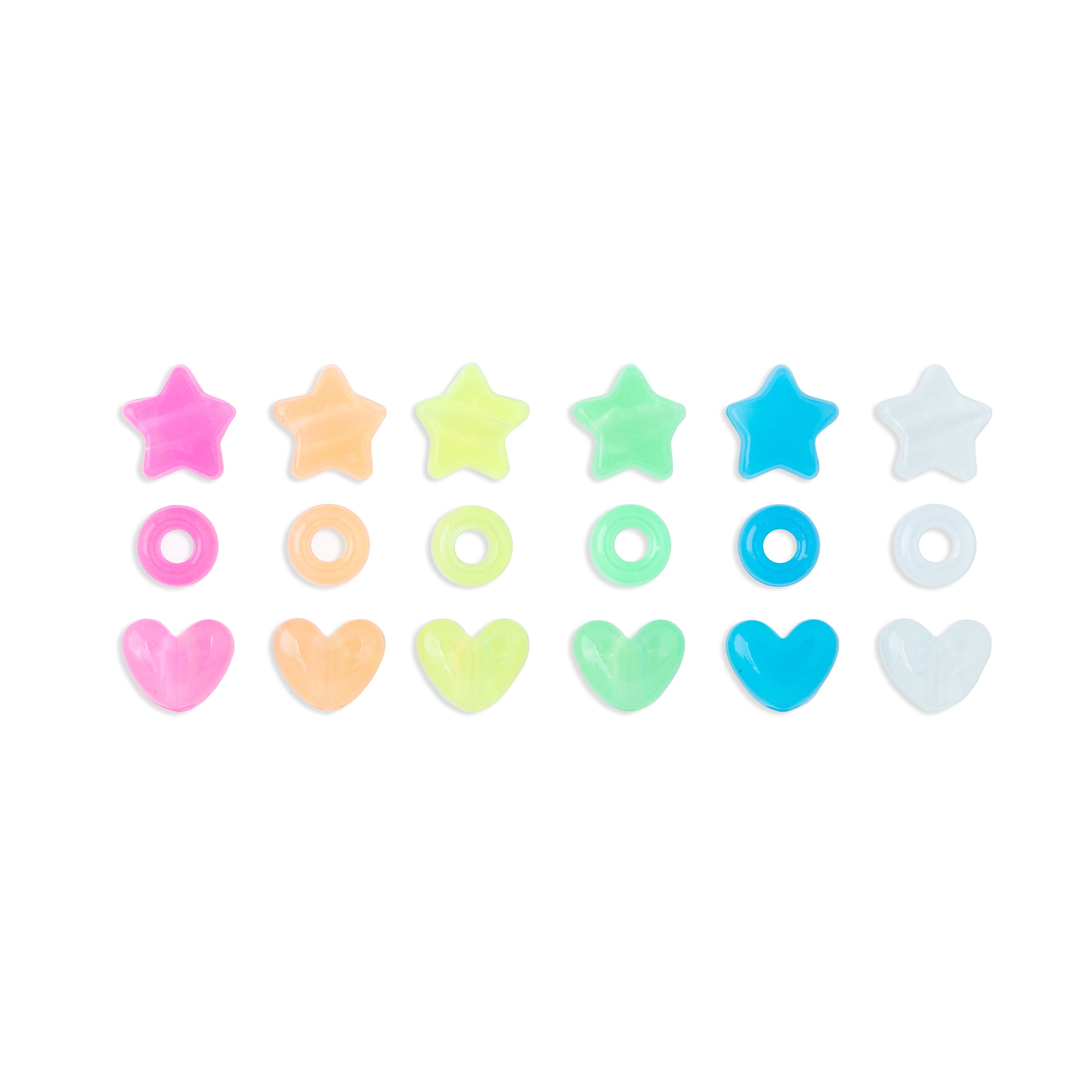 Hello Hobby Glow Bead Box- Plastic Heart, Star, and Pony Beads