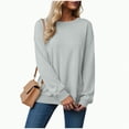 thumbnail image 3 of Towmus Sweatshirts for women Crewneck Womens Long Sleeve Tops Solid Oversized Pullover Sweatshirt for Women, 3 of 5