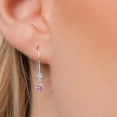 thumbnail image 3 of Gem Stone King 14K White Gold Pink and White Lab Grown Diamond Earrings for Women | 0.63 Cttw | Gemstone April Birthstone | Round 4MM, 3 of 6