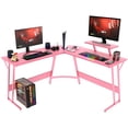 thumbnail image 2 of YRLLENSDAN L Shape Gaming Desk Table, 50 Inch Corner PC Gaming Desk with Monitor Stand, L-Shaped Computer Desk Table, Gamer Work Desk for Home Office, Pink, 2 of 9