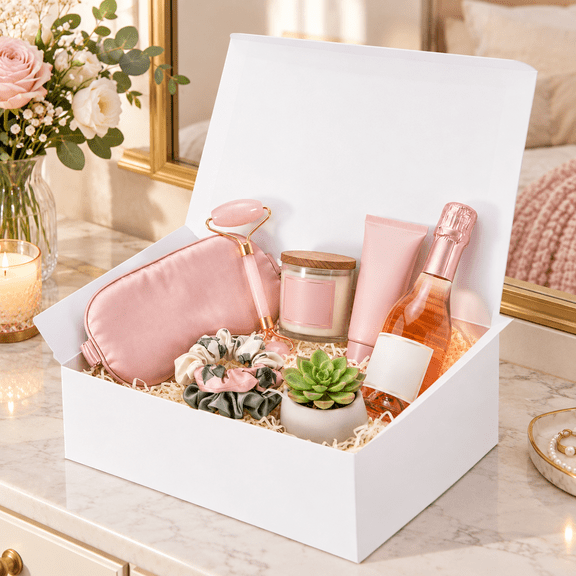 6 Pack 8x8x3.5 White Gift Boxes Bulk, Gift Boxes with Lids for Presents for Birthday Wedding Bridesmaid Proposal Thank You Holiday Christmas