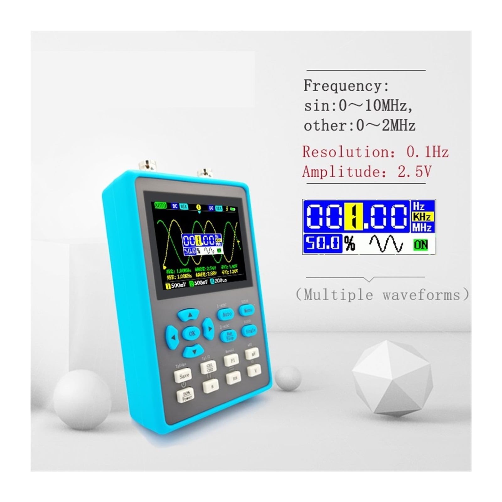 2.8 Inch Handheld Digital Oscilloscope 120M Bandwidth Dual Channel Oscilloscope Signal Generator ,Professional Designed