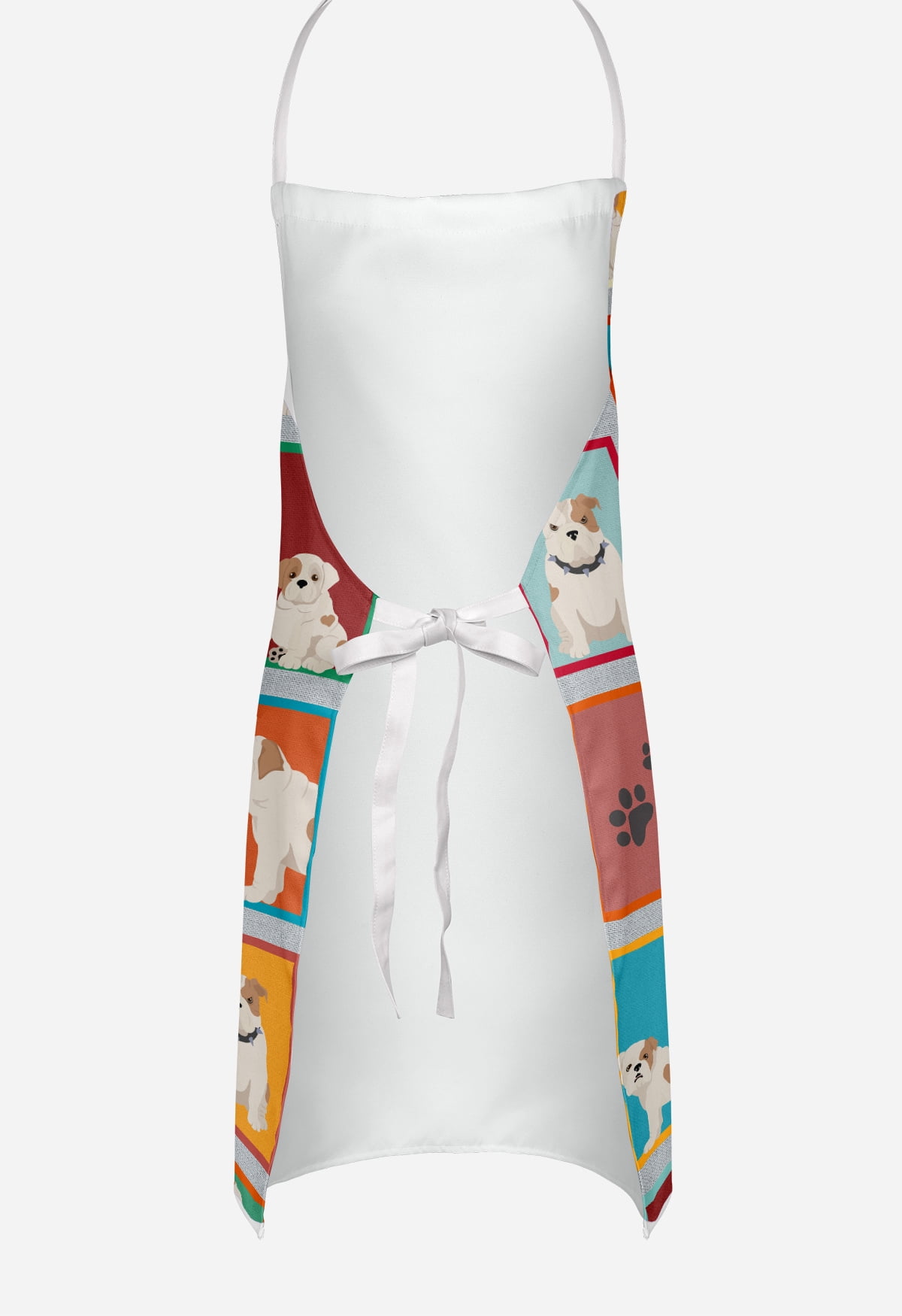 Lots of Piebald English Bulldog Apron 27 in x 30 in