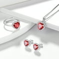 thumbnail image 6 of Juwaliy Heart Jewelry Set for Women Necklace Earrings Ring 925 Sterling Silver January Birthstone Garnet Red Mother Christmas Birthday Valentines Gift, 6 of 8