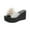 White, variant on Anuirheih Wedge Sandals for Women, Linen Straw Open Toe Sandals Slide Wedges Beach Shoes Exquisite Flowers Slippers(Black)