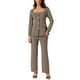 thumbnail image 2 of INSPIRAR CHIC Conjuntos de 2 Piezas para Mujeres, Blusa de Cuello Cuadrado y Pantalones Largos, Conjuntos Elegantes de Negocios XL Color Caqui Oscuro, 2 of 6