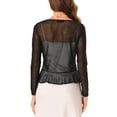 thumbnail image 3 of INSPIRE CHIC Women's Ruffle Long Sleeves Casual Self Tie Bolero Mesh Shrugs XS Black, 3 of 6