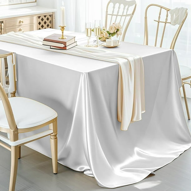 Decoración del hogar, mantel de satén sin costuras, rectangular, sedoso y suave, tela suave, ideal para decoración de mesas, restaurantes, bodas, banquetes, fiestas y eventos. Mantel de poliéster.