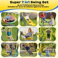 thumbnail image 2 of Gardwin 7in1 Metal Swing Sets with Trampoline,Outdoor Swing sets for Backyard,Outside Toys with Saucer Swing,Slide,Glider,Belt Swing,Trapeze Bar,Standing Swing,Teeter Totters for 10 Kids Aged 3-12, 2 of 10