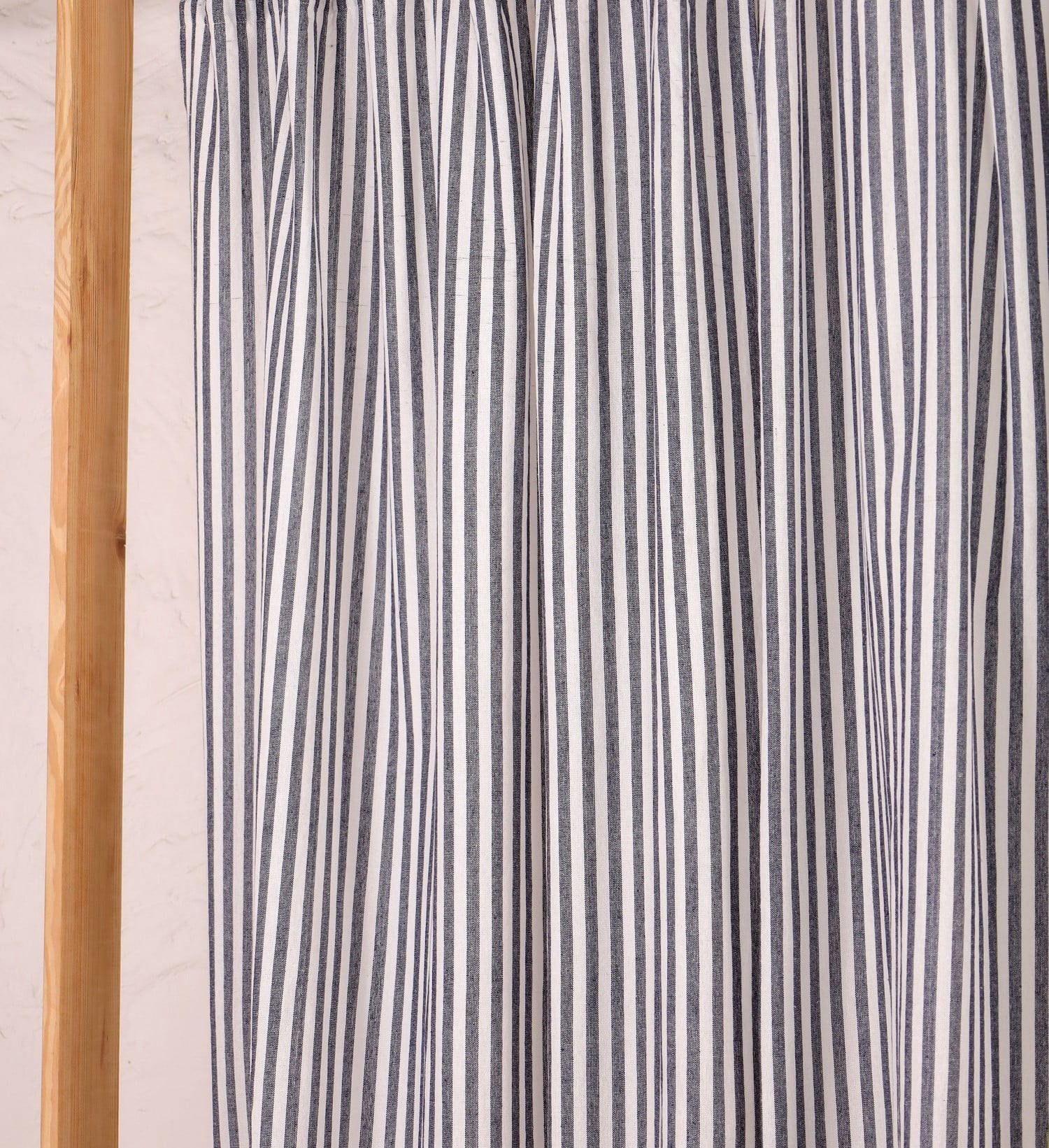 The Art Box Gauze Linen Curtains Striped Black Textured Curtains Rod Pocket Living Room Bedroom Drapes Linen Curtains Pack of 2, 52"W x 108L" in