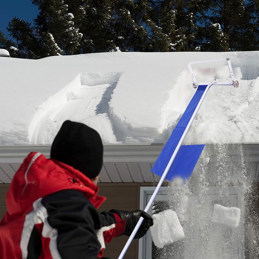 Ktaxon 20FT Roof Snow Rake Wheeled Removal Tool with Wide Head Cutter