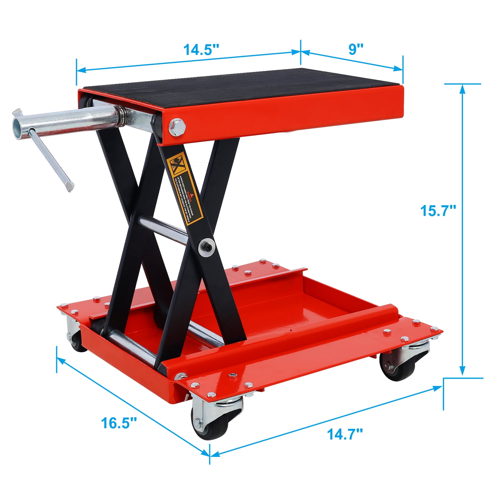 1100lb Reinforced Scissor Lift Jack Portable Bike Rack Steel Casters Motorcycle Stand Wheel Engine Stand - Easy Maneuverability