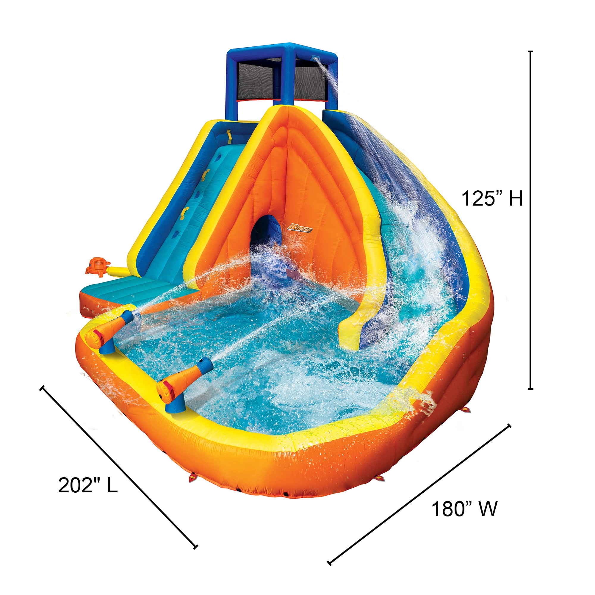 Banzai Sidewinder Falls Inflatable Water Park with Slide and Water Cannons