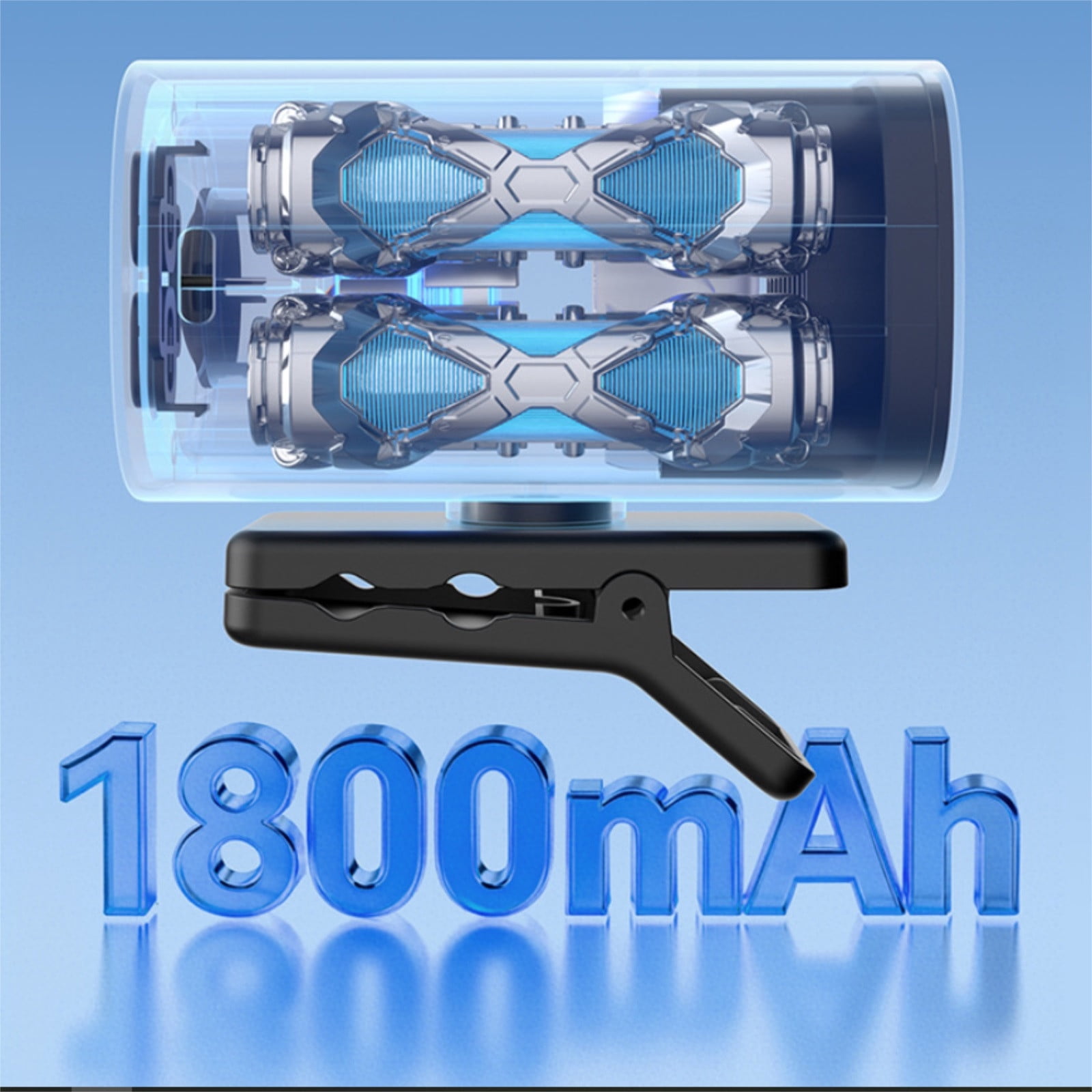 WOHAPY Upgrade Car Clip On Air Conditioner Fan, Portable Mini USB Rechargeable Fan, 5 Speed Adjustable with LED Display, 2.63x3.15x3.28in Black
