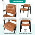 thumbnail image 5 of Guest Office Chair Set of 2, Heavy Duty Leather Executive Waiting Room Chairs, Lobby Reception Chairs with Padded Arm Rest, Side Chair, Conference Room Chairs Set of 2, Caramel, 5 of 16