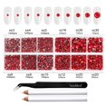 thumbnail image 3 of Beadsland 8300PCS Flatback Rhinestones, Light Red Rhinestone Nail Gems Round Crystal Rhinestones for Crafts, Mixed 10 Sizes with Wax Pencil and Tweezer Kit, SS3-SS30, Light Siam, 3 of 3