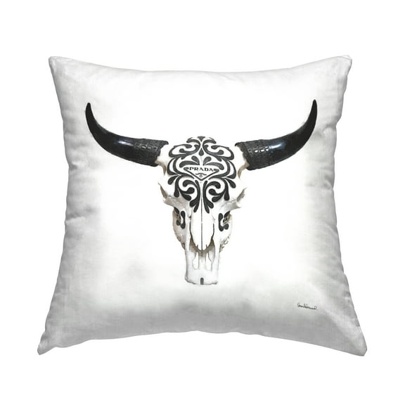 Stupell Industries Fashion Brand Cow Skull Decorative Printed Throw Pillow Design by Amanda Greenwood.