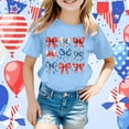 thumbnail image 2 of MIXUE Toddler Girls Tops & T-Shirts Summer Fourth Of July Independence Day Bowknot Print Round Neck Short Sleeve Casual Party T Shirts Activewear,Blue,4-5 Years, 2 of 4