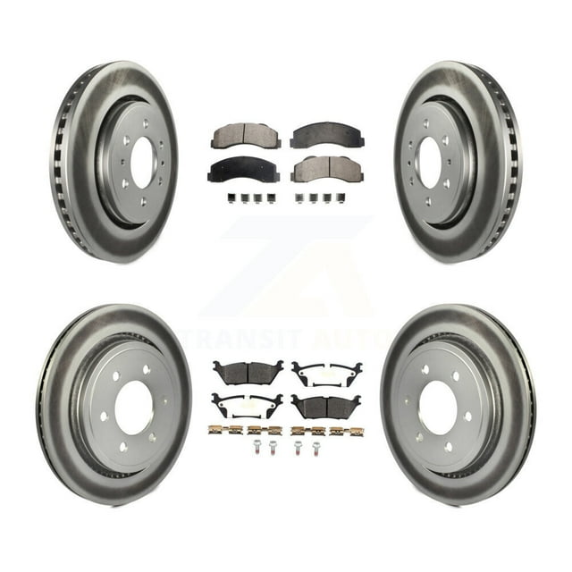 Transit Auto Front Rear Coated Disc Brake Rotors and Semi-Metallic Pads Kit for Car 2015-2017 Ford F-150 with Electric Parking KGF-101866