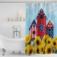 thumbnail image 2 of Shower Curtain Bathroom Set Farm Yellow Sunflower Leaves Waterproof Fabric Shower Curtains with Grommets&Hooks, Farmhouse Barn Stars Privacy Bath Curtain for Bathtub 72x72in, 2 of 9