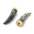 thumbnail image 2 of 3 pc Natural Unakite Horn Pendants PVD Vacuum Plating 304 Stainless Steel Charms Real 18K golden Plated 35x8x9.5mm Hole: 1.6mm, 2 of 3